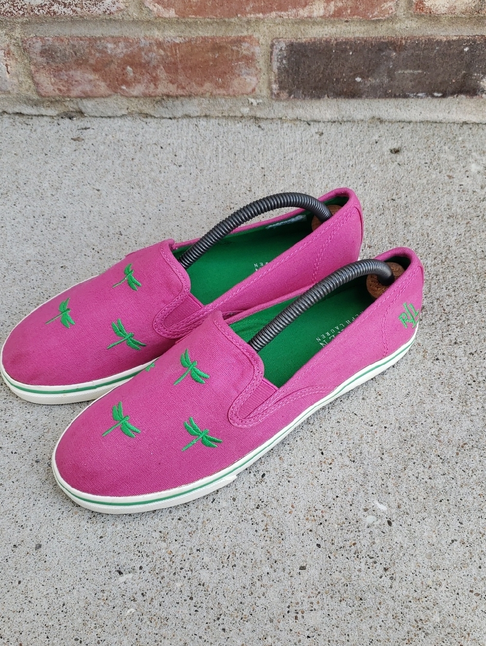 Lauren Ralph Lauren Janis Dragon Fly Embroidered Canvas Loafers Size 8 B Logo - Picture 4 of 15